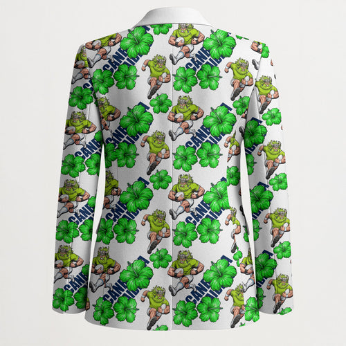 Canberra Raiders Blazer Tropical Hibiscus Floral Seamless Rugby Mascot