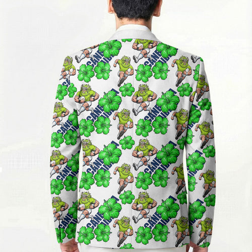 Canberra Raiders Blazer Tropical Hibiscus Floral Seamless Rugby Mascot
