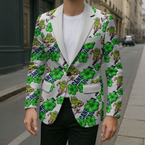 Canberra Raiders Blazer Tropical Hibiscus Floral Seamless Rugby Mascot