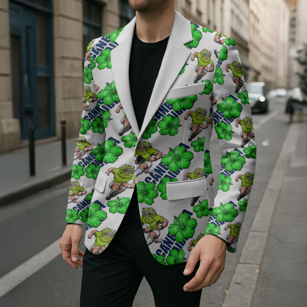 Canberra Raiders Blazer Tropical Hibiscus Floral Seamless Rugby Mascot