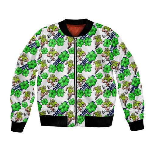 Canberra Raiders Bomber Jacket Tropical Hibiscus Floral Seamless Rugby Mascot