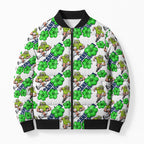 Canberra Raiders Bomber Puffer Jacket Tropical Hibiscus Floral Seamless Rugby Mascot