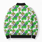 Canberra Raiders Bomber Puffer Jacket Tropical Hibiscus Floral Seamless Rugby Mascot