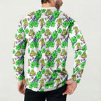 Canberra Raiders Button Sweatshirt Tropical Hibiscus Floral Seamless Rugby Mascot