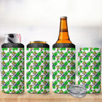 Canberra Raiders 4 in 1 Can Cooler Tumbler Tropical Hibiscus Floral Seamless Rugby Mascot