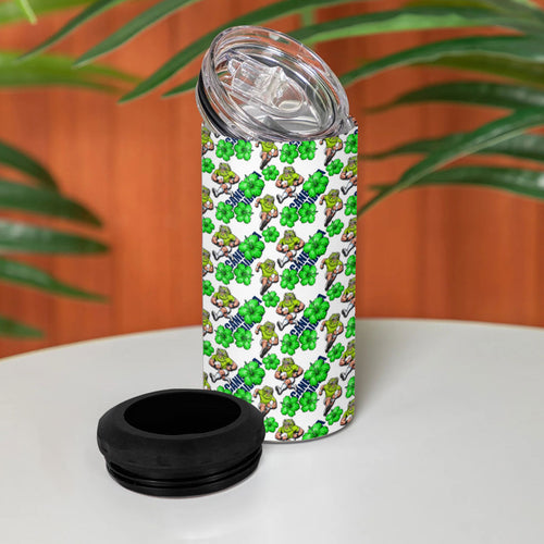 Canberra Raiders 4 in 1 Can Cooler Tumbler Tropical Hibiscus Floral Seamless Rugby Mascot