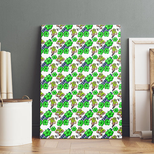 Canberra Raiders Canvas Wall Art Tropical Hibiscus Floral Seamless Rugby Mascot