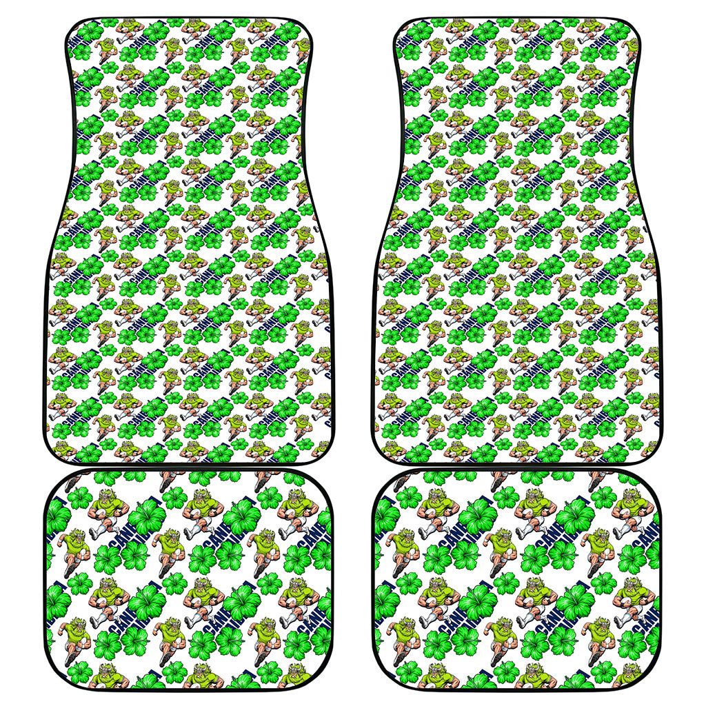 Canberra Raiders Car Mats Tropical Hibiscus Floral Seamless Rugby Mascot