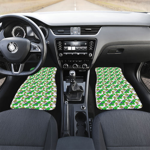 Canberra Raiders Car Mats Tropical Hibiscus Floral Seamless Rugby Mascot