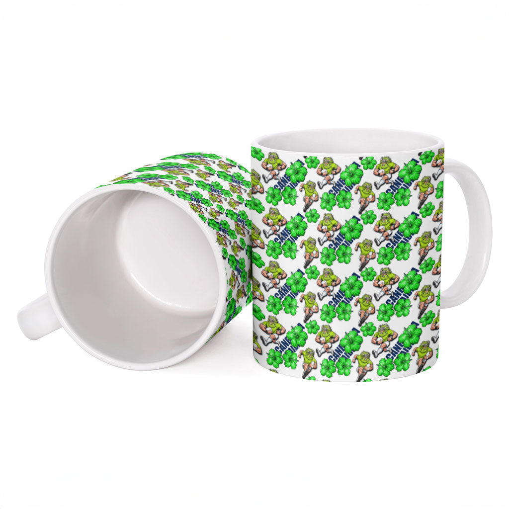 Canberra Raiders Ceramic Mug Tropical Hibiscus Floral Seamless Rugby Mascot