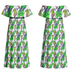 Canberra Raiders Couples Matching Off Shoulder Maxi Dress and Hawaiian Shirt Tropical Hibiscus Floral Seamless Rugby Mascot