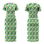 Canberra Raiders Couples Matching Short Sleeve Bodycon Dress and Long Sleeve Button Shirt Tropical Hibiscus Floral Seamless Rugby Mascot