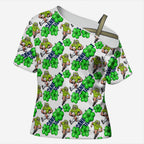 Canberra Raiders Cross Shoulder Shirt Tropical Hibiscus Floral Seamless Rugby Mascot