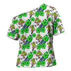 Canberra Raiders Cross Shoulder Shirt Tropical Hibiscus Floral Seamless Rugby Mascot