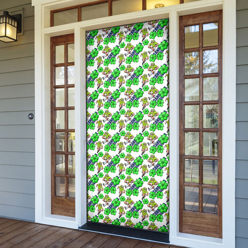Canberra Raiders Door Cover Tropical Hibiscus Floral Seamless Rugby Mascot