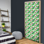 Canberra Raiders Door Cover Tropical Hibiscus Floral Seamless Rugby Mascot
