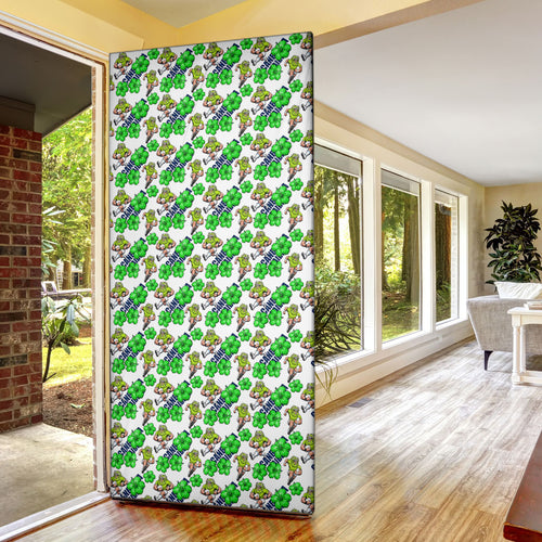 Canberra Raiders Door Cover Tropical Hibiscus Floral Seamless Rugby Mascot
