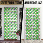Canberra Raiders Door Cover Tropical Hibiscus Floral Seamless Rugby Mascot