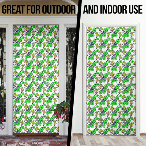 Canberra Raiders Door Cover Tropical Hibiscus Floral Seamless Rugby Mascot