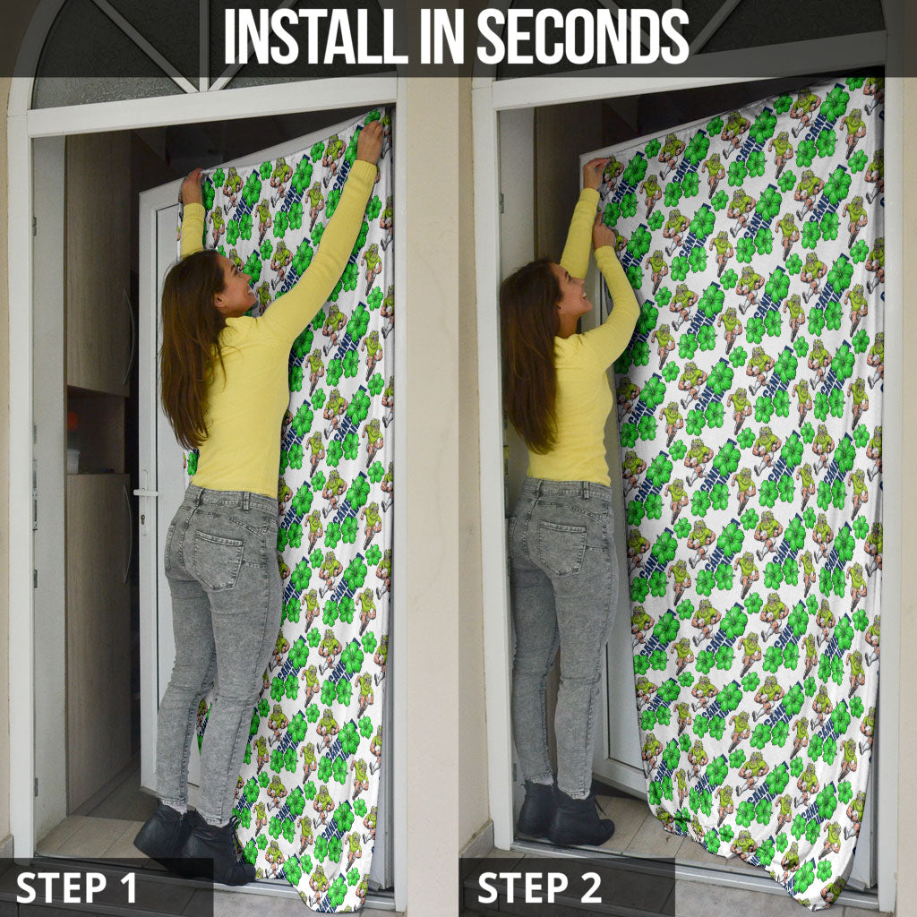 Canberra Raiders Door Cover Tropical Hibiscus Floral Seamless Rugby Mascot