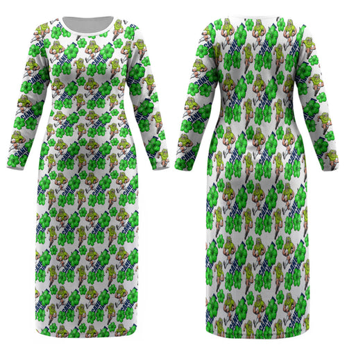 Canberra Raiders Family Matching Long Sleeve Bodycon Dress and Hawaiian Shirt Tropical Hibiscus Floral Seamless Rugby Mascot