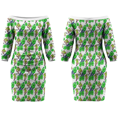 Canberra Raiders Family Matching Off The Shoulder Long Sleeve Dress and Hawaiian Shirt Tropical Hibiscus Floral Seamless Rugby Mascot