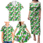 Canberra Raiders Family Matching Puletasi and Hawaiian Shirt Tropical Hibiscus Floral Seamless Rugby Mascot