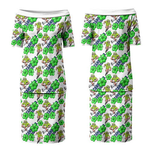 Canberra Raiders Family Matching Puletasi and Hawaiian Shirt Tropical Hibiscus Floral Seamless Rugby Mascot