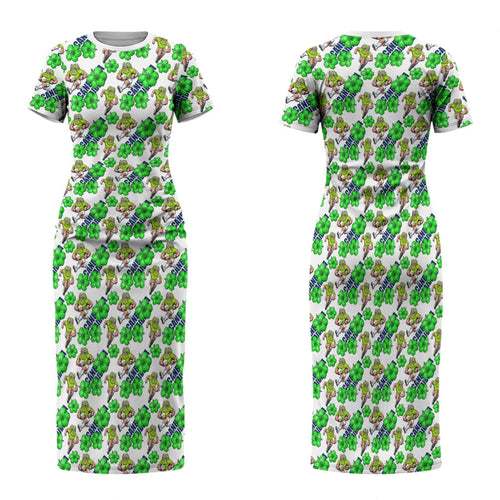 Canberra Raiders Family Matching Short Sleeve Bodycon Dress and Hawaiian Shirt Tropical Hibiscus Floral Seamless Rugby Mascot