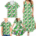 Canberra Raiders Family Matching Summer Maxi Dress and Hawaiian Shirt Tropical Hibiscus Floral Seamless Rugby Mascot