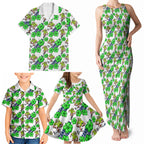 Canberra Raiders Family Matching Tank Maxi Dress and Hawaiian Shirt Tropical Hibiscus Floral Seamless Rugby Mascot