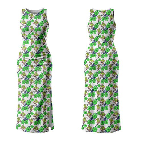 Canberra Raiders Family Matching Tank Maxi Dress and Hawaiian Shirt Tropical Hibiscus Floral Seamless Rugby Mascot