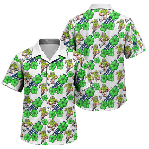 Canberra Raiders Family Matching Tank Maxi Dress and Hawaiian Shirt Tropical Hibiscus Floral Seamless Rugby Mascot