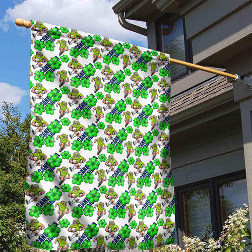 Canberra Raiders Garden Flag Tropical Hibiscus Floral Seamless Rugby Mascot