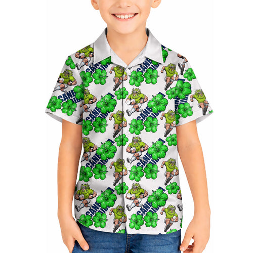 Canberra Raiders Hawaiian Shirt Tropical Hibiscus Floral Seamless Rugby Mascot