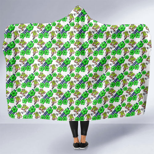 Canberra Raiders Hooded Blanket Tropical Hibiscus Floral Seamless Rugby Mascot