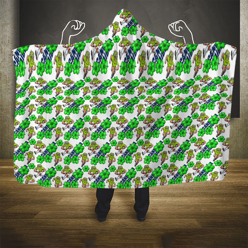 Canberra Raiders Hooded Blanket Tropical Hibiscus Floral Seamless Rugby Mascot