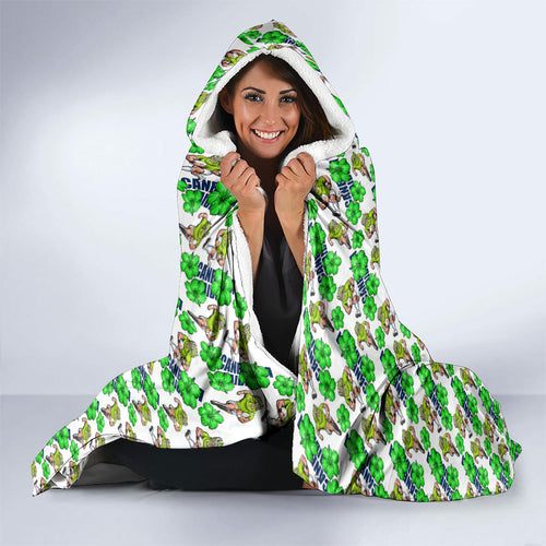 Canberra Raiders Hooded Blanket Tropical Hibiscus Floral Seamless Rugby Mascot