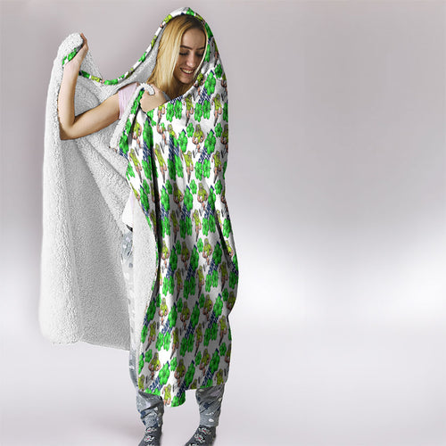 Canberra Raiders Hooded Blanket Tropical Hibiscus Floral Seamless Rugby Mascot