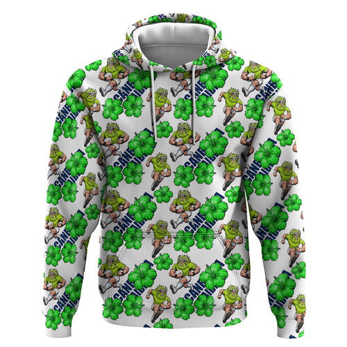 Canberra Raiders Hoodie Tropical Hibiscus Floral Seamless Rugby Mascot