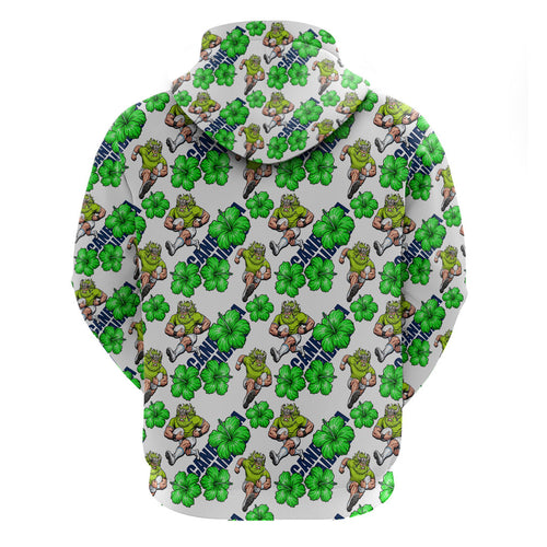 Canberra Raiders Hoodie Tropical Hibiscus Floral Seamless Rugby Mascot