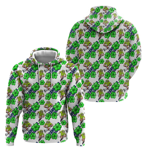 Canberra Raiders Hoodie Tropical Hibiscus Floral Seamless Rugby Mascot