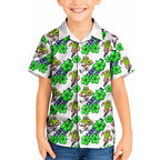 Canberra Raiders Kid Hawaiian Shirt Tropical Hibiscus Floral Seamless Rugby Mascot