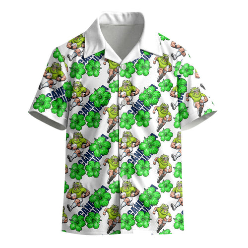 Canberra Raiders Kid Hawaiian Shirt Tropical Hibiscus Floral Seamless Rugby Mascot