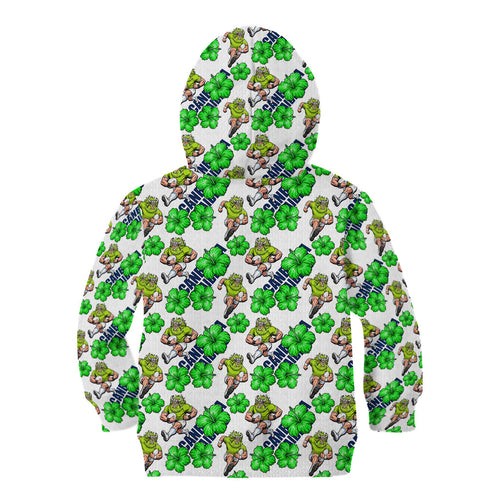 Canberra Raiders Kid Hoodie Tropical Hibiscus Floral Seamless Rugby Mascot