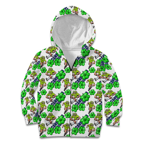 Canberra Raiders Kid Hoodie Tropical Hibiscus Floral Seamless Rugby Mascot