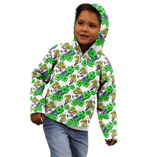 Canberra Raiders Kid Hoodie Tropical Hibiscus Floral Seamless Rugby Mascot
