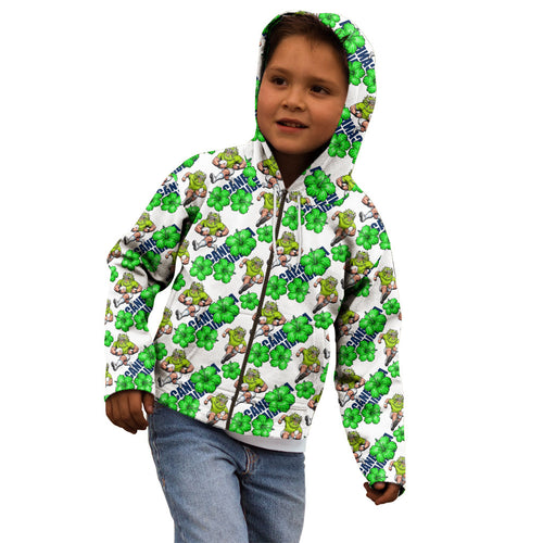 Canberra Raiders Kid Hoodie Tropical Hibiscus Floral Seamless Rugby Mascot