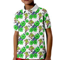 Canberra Raiders Kid Polo Shirt Tropical Hibiscus Floral Seamless Rugby Mascot