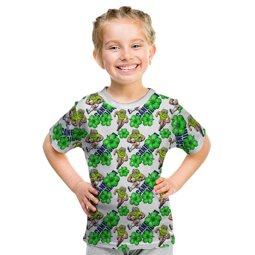 Canberra Raiders Kid T Shirt Tropical Hibiscus Floral Seamless Rugby Mascot
